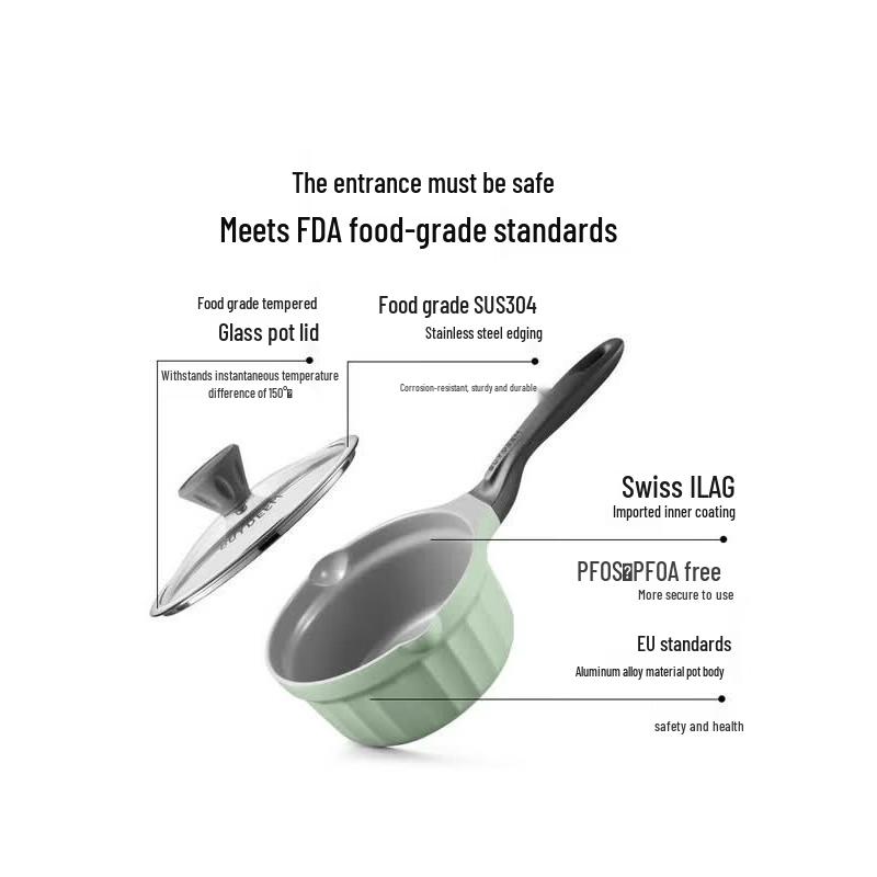 Buydeem 20cm Ceramic Non-Stick Milk Pot (Pleated Moon Series)