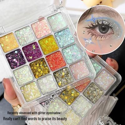 Meerjungfrau Glitzer 16-Farben Funkelnde Lidschattenpalette für Cosplay & Performance Make-up