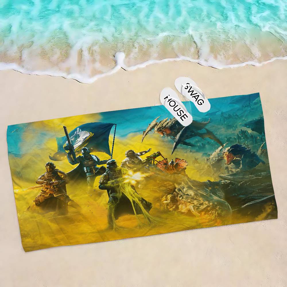 

Video Game H-Helldivers Microfiber Printed Beach Towel Mountain Climbing Yoga Beach Swimming Running Absorbent Soft Towel W40*H60(CM)