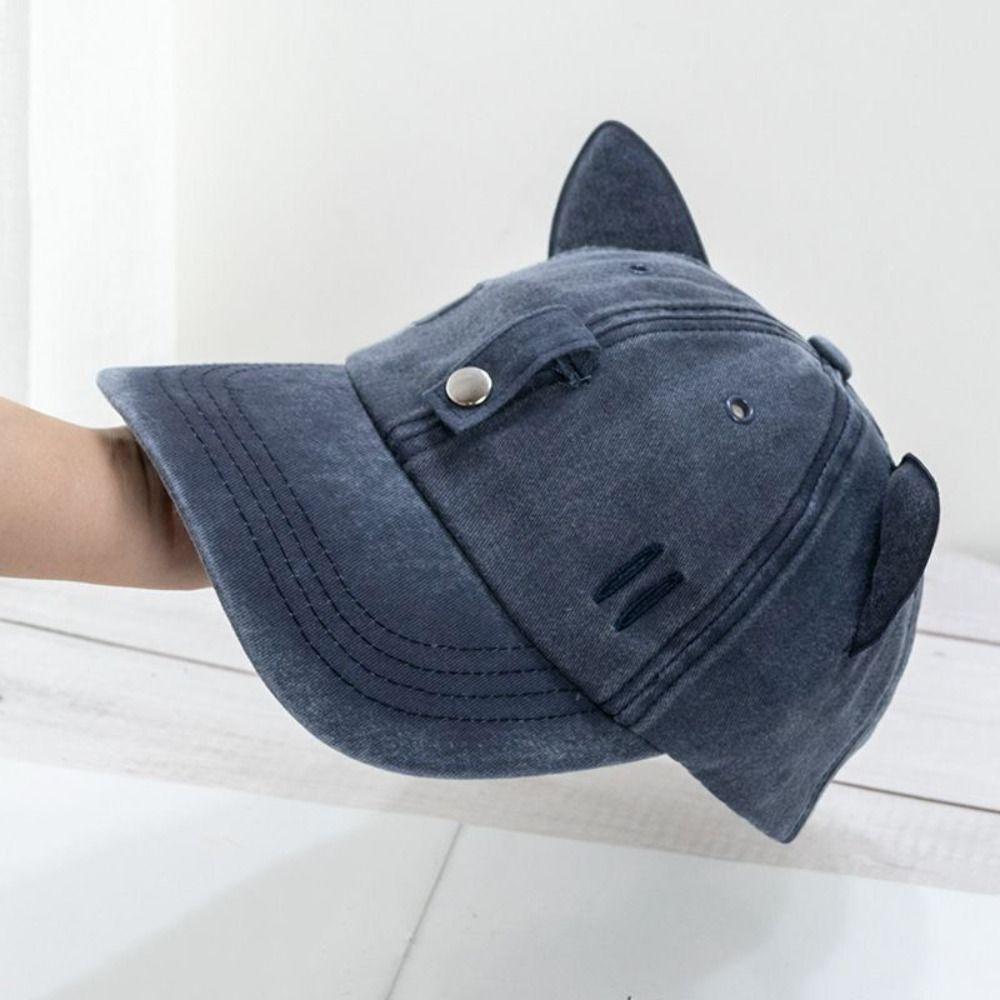 Cute Sunshade Cap with Sunglasses Sweet Duck Tongue Cap Simple Cat Ears Baseball Cap Travel
