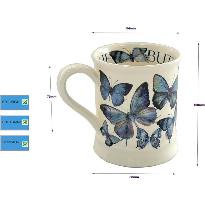 Butterfly Ceramic Coffee Mug Milk Cup Latte Mug,340ML Office Daily Tea Cup with Handle
