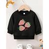 European Sizes Plaid Strawberry Print Design, Durable And Wrinkle-Resistant Thin Round-Neck Sweatshirt for  Kids Aged 0-3 Years