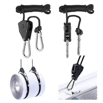 2Pcs Reinforced Metal Internal Gears Pulley Rope Ratchet with Carabiners Heavy Locking Hanger