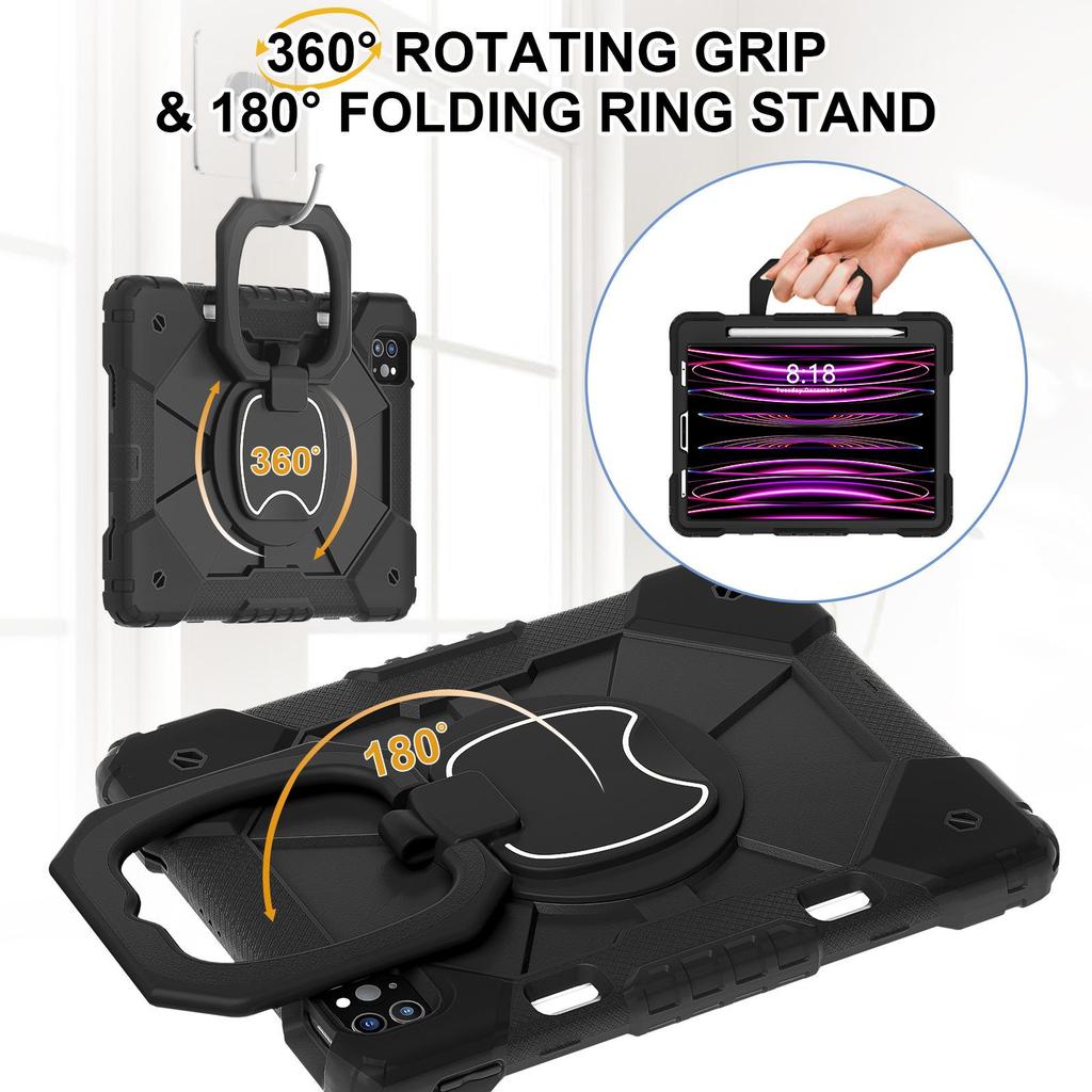 306 ° Turntable Suitable for iPad Protective Case, Universal Silicone Stand, Anti Drop Handheld Flat Shell with Pen Slot
