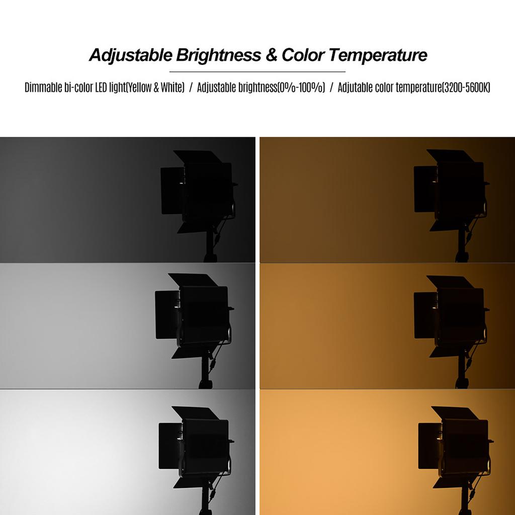 LED Video Light Panel Fill-in Lamp with Barn Door 480 LED Bds Brightness 3200K-5600K Color Temperature for Studio Photography Video Shootin