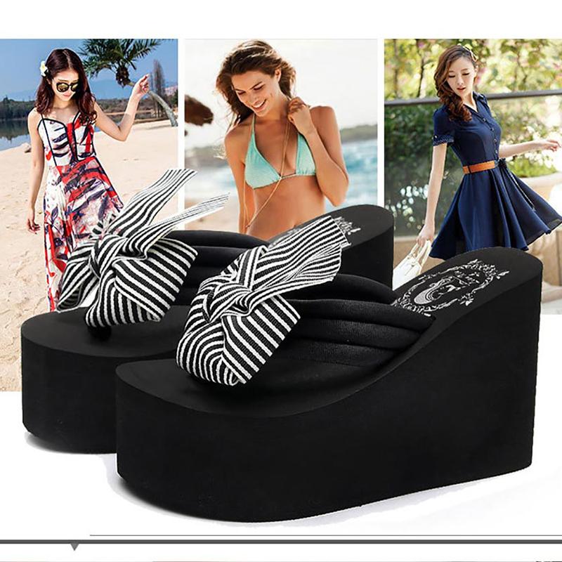 Women Fashion Slippers Super High Heels Beach Flip Flops Soft EVA Summer Shoes Woman Platform Slides 11CM Ladies Sandals