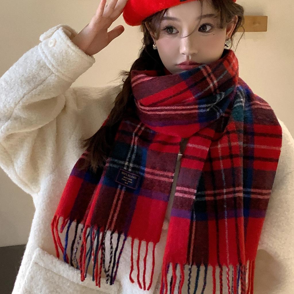 Stylish Design Classic British Imitation Cashmere Scarf Women Men Autumn Winter Plaid Warm Fringed Mufller Female Couple Scarf