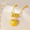 Gold Heart Bow Necklace - Gold Clavicle Chain for Valentine's Day or Qixi Gift