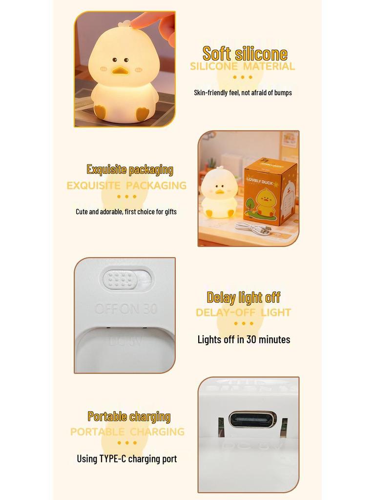 Little Duck Silicone Night Light & Stress Relief Lamp