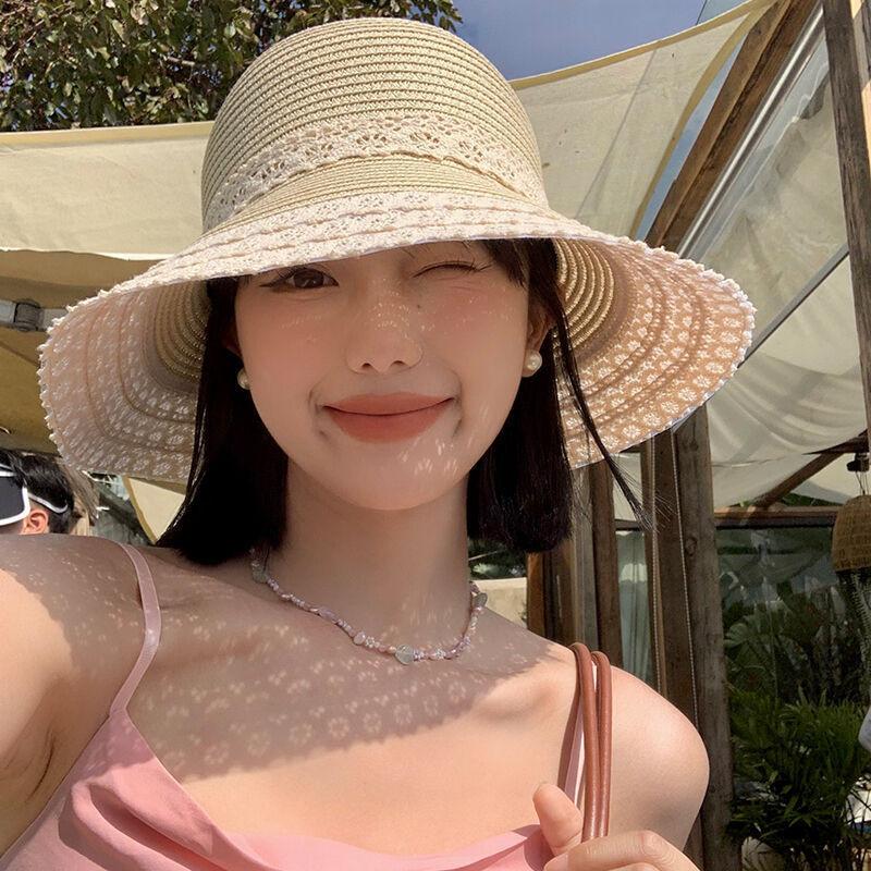 Fashionable Straw Hat For Women With Butterfly Bow Fringes And Geometric Patterns