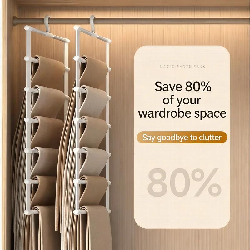 Multi-layer Stainless Steel Pants Rack Space Saving Closet Organizer Non-slip Magic Hanger for Trousers