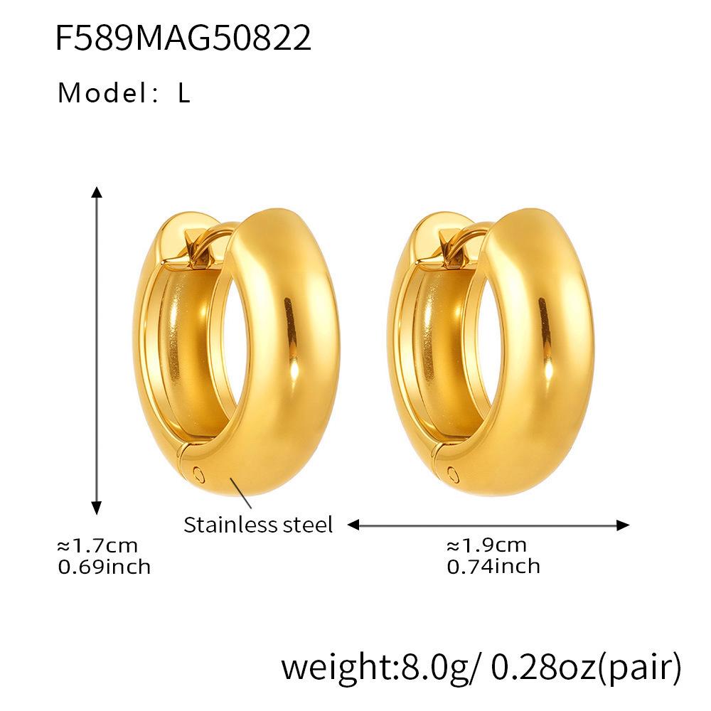 Qiong Yao 18K Gold Plated Stainless Steel Hoop Earrings - Simple, Fashionable Women's Jewelry