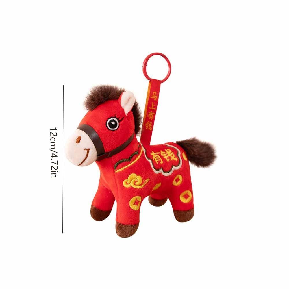 Red Color Plush Horse Keychain Plush Materia Zodiac Pony Figurine Horse Doll Pendant  Bag Pendant