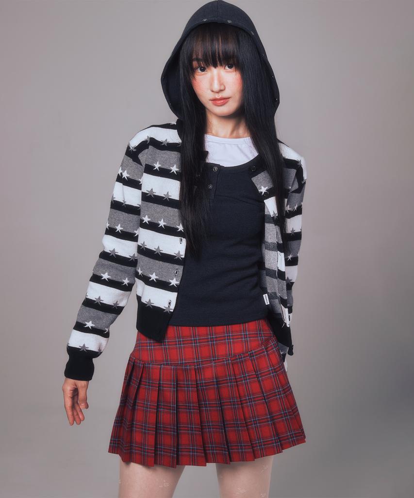 YOUHEE Star Stripe Cardigan Black