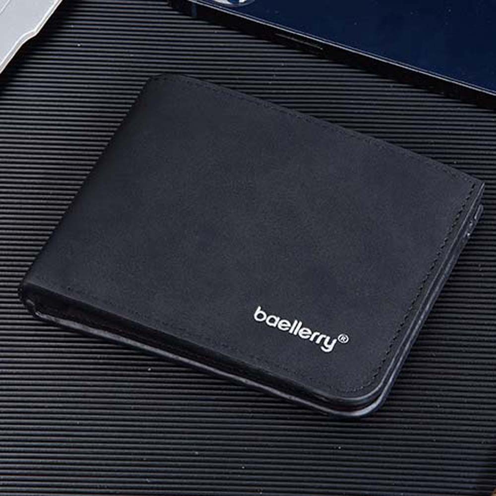 PU Leather 2 Fold Wallets Solid Color Small Pocket Purse Portable Men's Short Wallet  Men Boys Gift