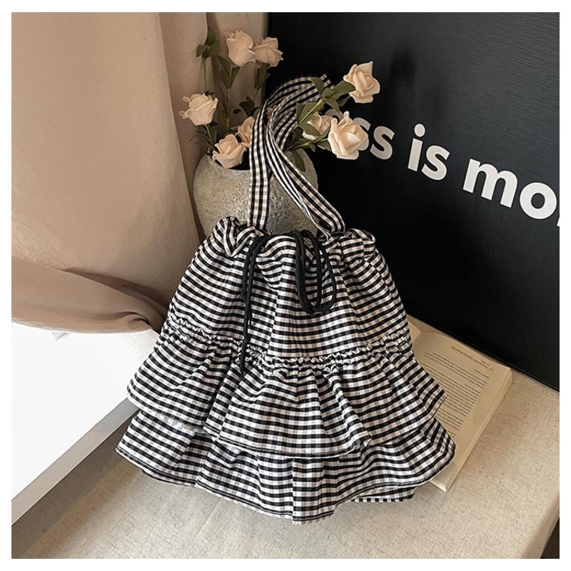 Fashion trendy large-capacity canvas bag, new floral plaid tote bag, shoulder women's bag