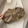 New Women's Soft Leather Thick Chain Cloud Shoulder Bag