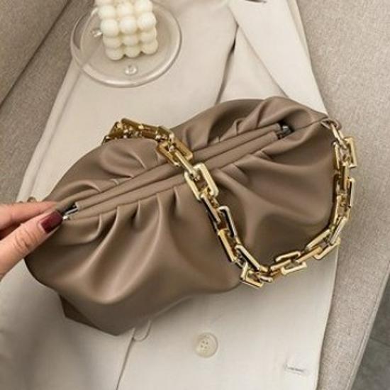 New Women's Soft Leather Thick Chain Cloud Shoulder Bag