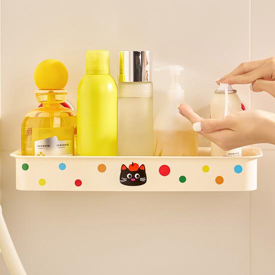 Storage Rack Vacuum Suction Cup Storage Rack Wall Mounted Space Saving Organizer with Hollow Drainage Design Mildew Resistant Bathroom Shelf