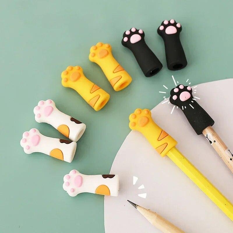 PATKAW 6 Cuffie Per Matite A Forma Di Zampa Di Gatto - Protettori Per Punta In Silicone Colorato