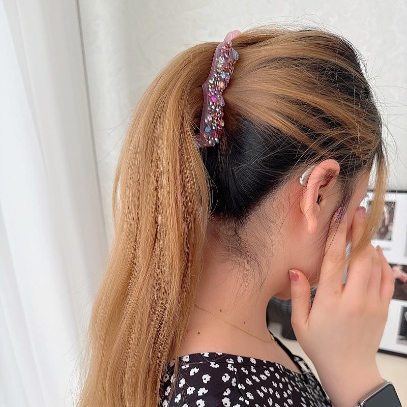 Neue Haarnadel mit luxuriösen farbigen Strasssteinen, Pferdeschwanz-Klammer, elegantes und raffiniertes Haaraccessoire, Haarspange