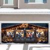2D Banner 1 Piece Christmas Garage Door Covered Flag Four Reindeer In Stable Pattern New Year's Garage Flag