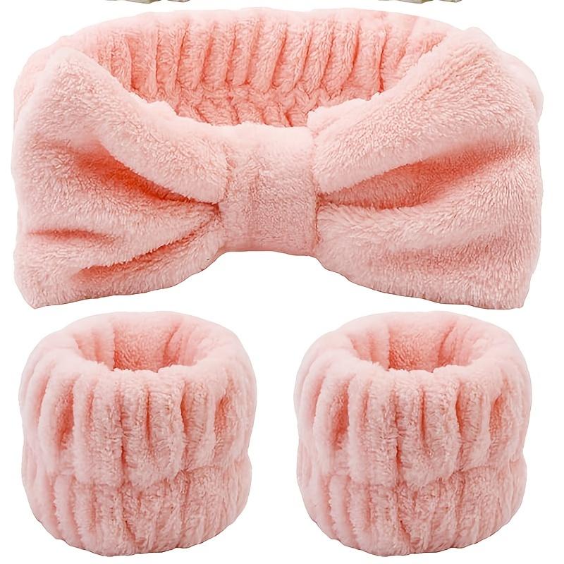3pcs Wash Face Wristband Headband Set Skin Care Spa Water Absorption Wristbands Women Girls Sweatbands Bathroom Accessories