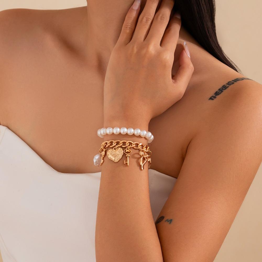 2/3Pcs Boho Style Starfish Bangles Pearl Ocean Style Bracelet Set Beach Bracelet  Vacation Ornaments