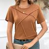 Frühlings- und Sommer-Unifarbenes Lässiges Kurzarm-T-Shirt Pullover-Oberteil, Modische Damenbekleidung
