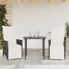 Garden Chair with Cushions 2 Pcs Adjustable Black Poly Rattan