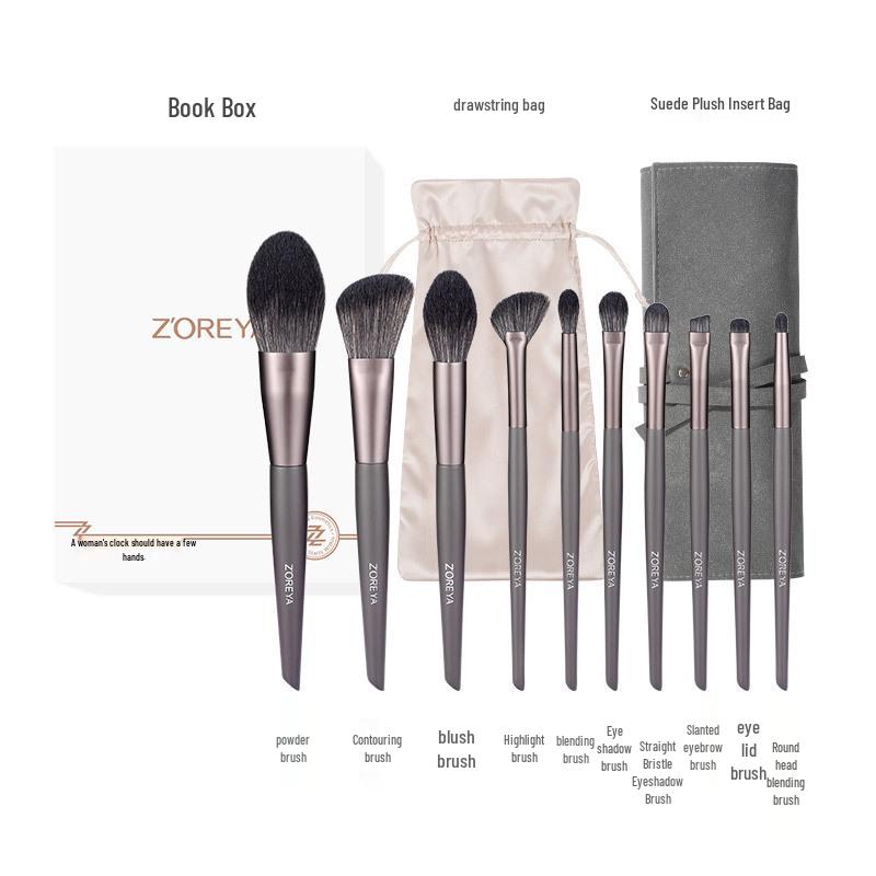 14-Piece Blue Cat Makeup Brush Set with Luxury Storage Bag