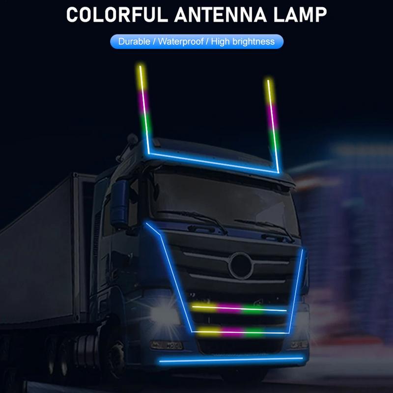 Car 12-24V Universal Antenna Lamp Decoration RGB Waterproof LED Antenna Lights Colorful Streamer Flashing Navigation Lamp