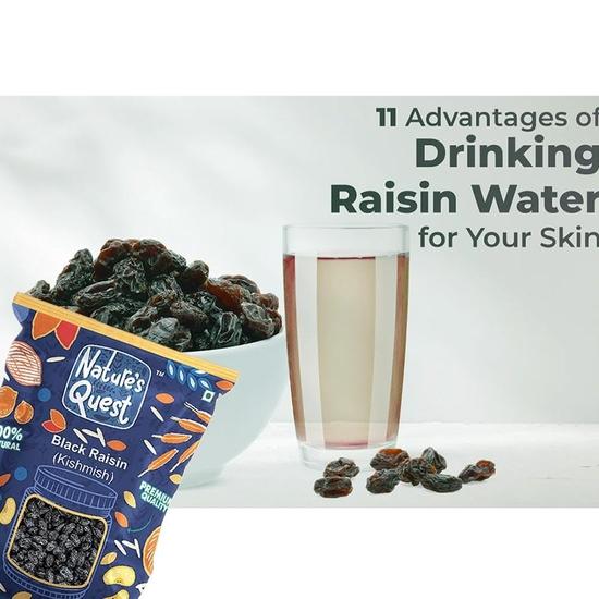 Nature's Quest Schwarze Rosinen 900g| Getrocknete Trauben | Kali Kishmis| Reguläre Trockenfrüchte Rosinen | Nährstoffreich | Reich an Eisen & Vitamin B