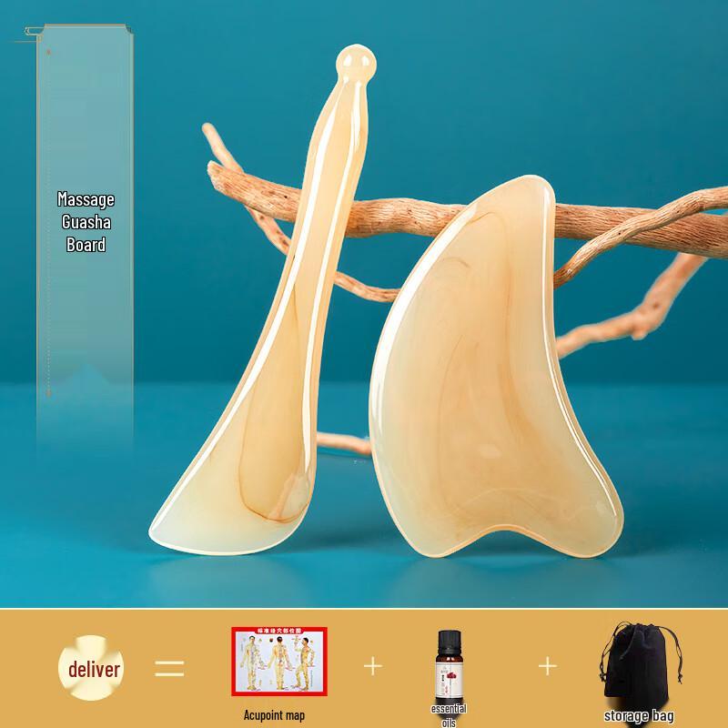 Imitation Ox Horn Gua Sha and Meridian Stick Set
