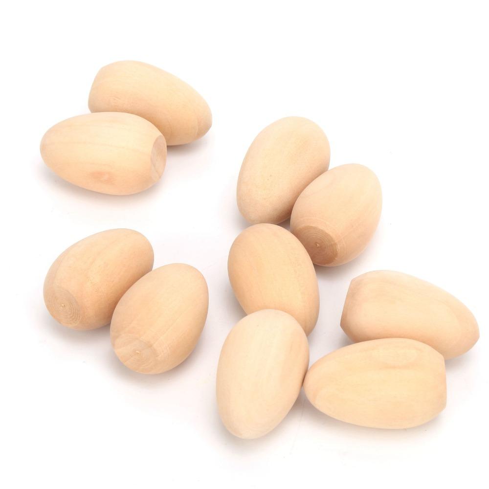 10pcs Lightweight Faux Eggs Not Easily Broken Wooden Craft Eggs Family Decoration