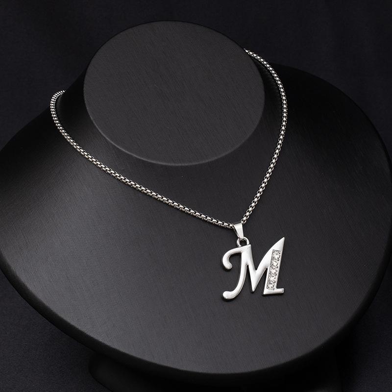 Shiny Rhinestone A-Z Letters Necklace Alphabet Initial Pendant Women Men English Letter Trendy Jewelry Gift
