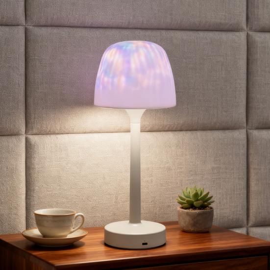 Projektor Świateł Nocnych z Falą Wody Zmieniający Kolory Lampa Łazienkowa ze Sterowaniem Dotykowym Wodoodporna Lampa Projekcyjna Odporna na Zachlapania do Prysznica Spa