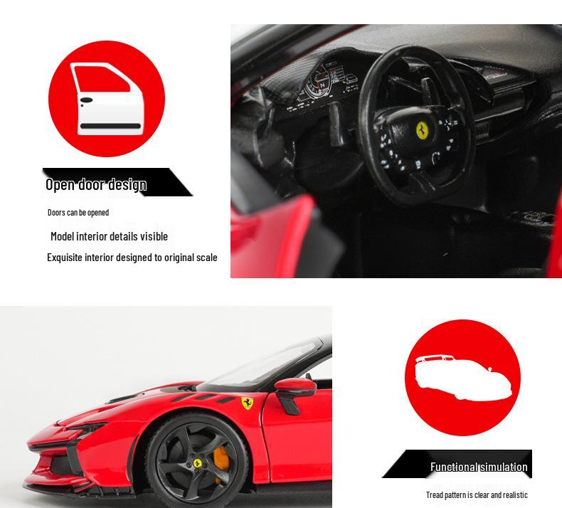 Bburago 1:24 Ferrari SF90 XX Stradale Sports Car Model - Alloy Finish Gift