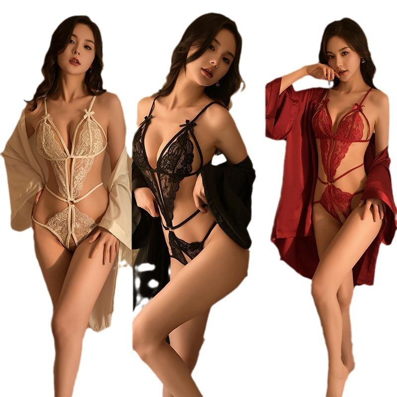 Sexy Lingerie Sexy Lace Seduction Onesie Hot Hollow Open Gear Free Pajama Robe