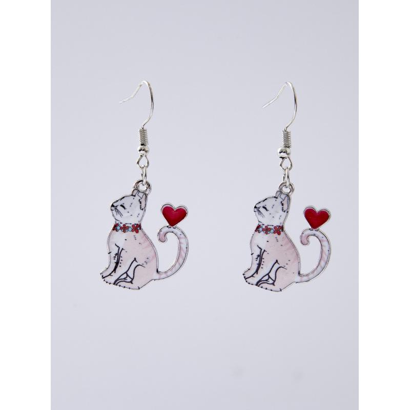 Love Cat Alloy Earrings - Cute and Stylish