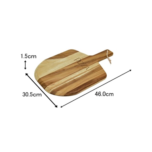 Swanson Shoji PZ-003AN Wooden Pizza Board/Pizza Peel, Natural Acacia, Large, Cutting Board, Pizza Plate, Pizza Paddle