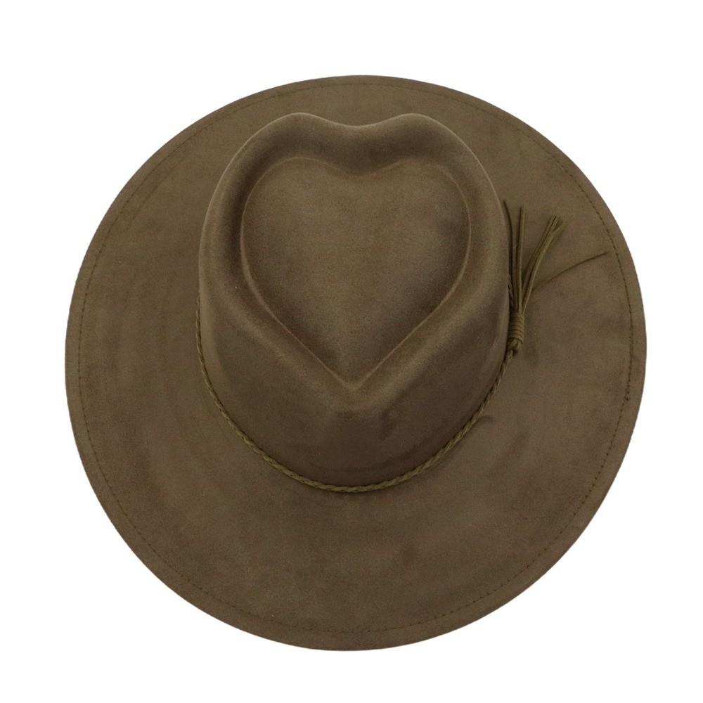 Heart Design Wide Brim Hat Wide Brim Panama Hat Classical Vegan Suede Hat