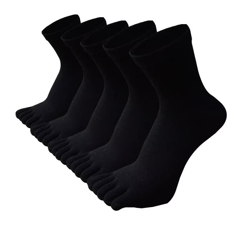 5 pairs of men's solid color five finger socks simple cotton Toe socks odor resistant and breathable split toe socks