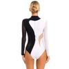 Women Long Sleeve Rhinestones Mesh Gymnastics Leotard Bodysuit Ice Skating Jumpsuit