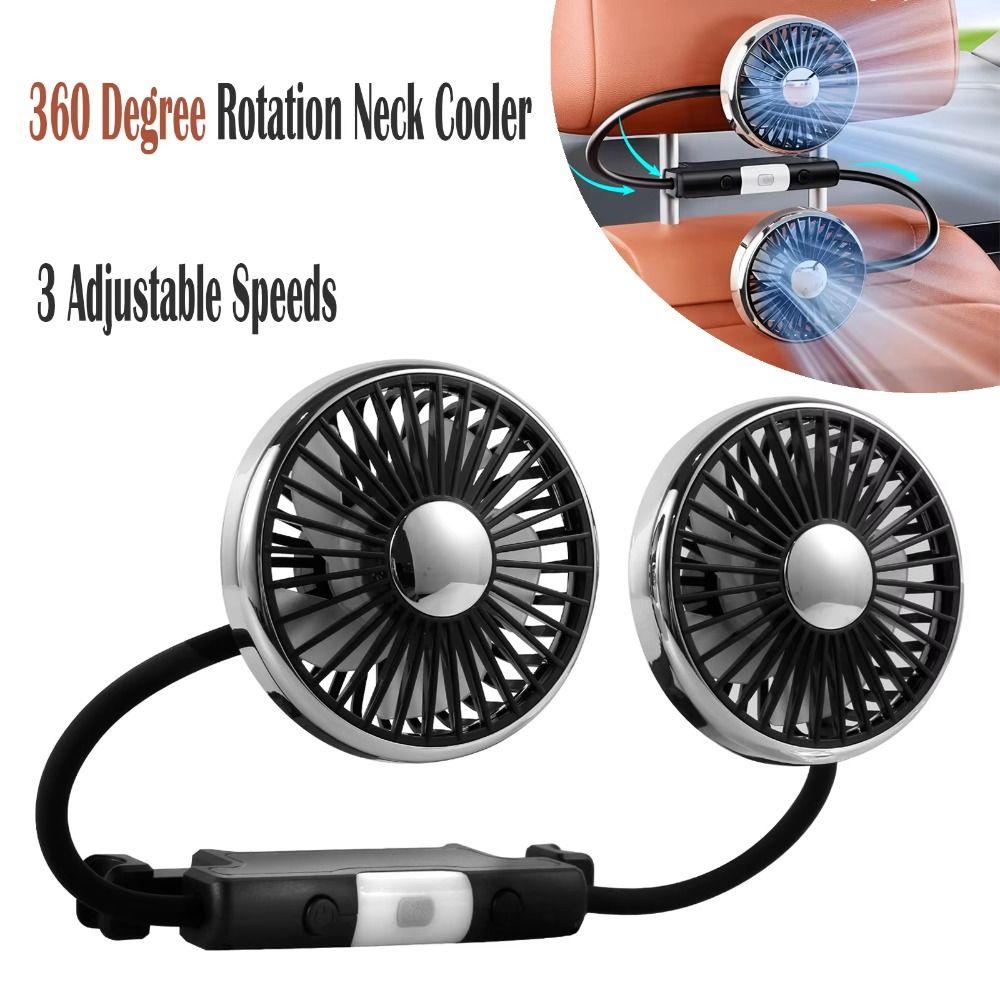 Vehicle-mounted Double-head Fan Multi-functional Electric Magnetic Fan 360° Cooling Fan Car Rear