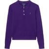 Polo Sweater FW25 Mini Cable Knit Cotton Polo Collar Button Placket Pullover Long Sleeve Knit Kids Sweater Purple CWPOSWEG6820574-500