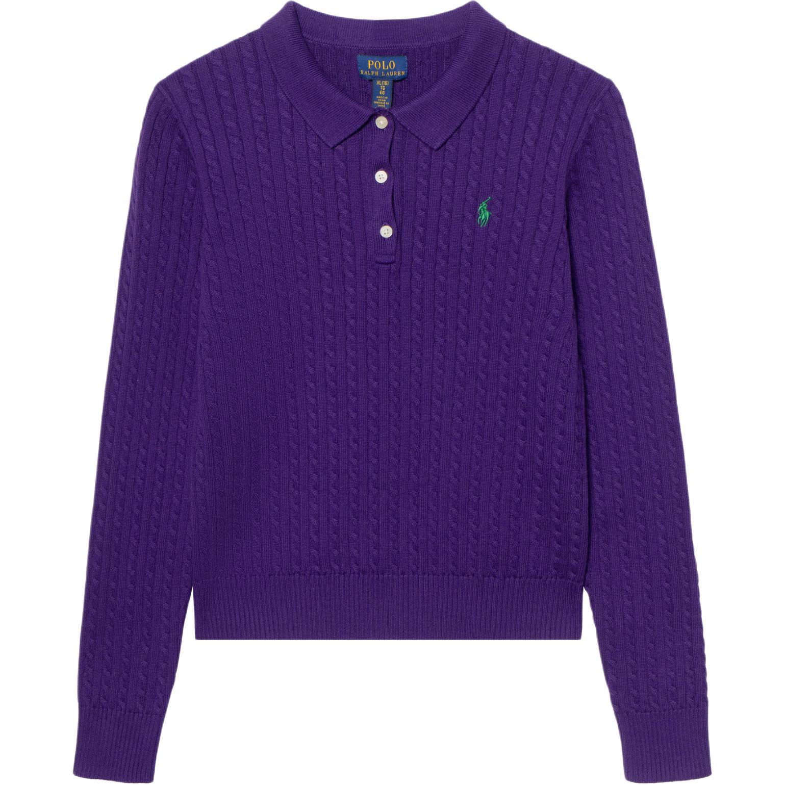 

Свитер Polo Ralph Lauren Осень/Зима 25 Мини-коса Хлопок Воротник-поло Планка на пуговицах Пуловер Длинный рукав Вязаный Детский свитер Фиолетовый CWPOSWEG6820574-500 L