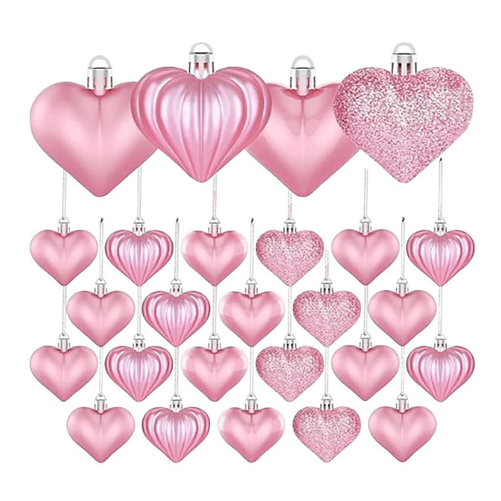 12pcs Valentine's Day Heart Shaped Ornaments, Valentine's Day Hanging Decorations, Heart Shaped For Wedding Party Valentine's Day