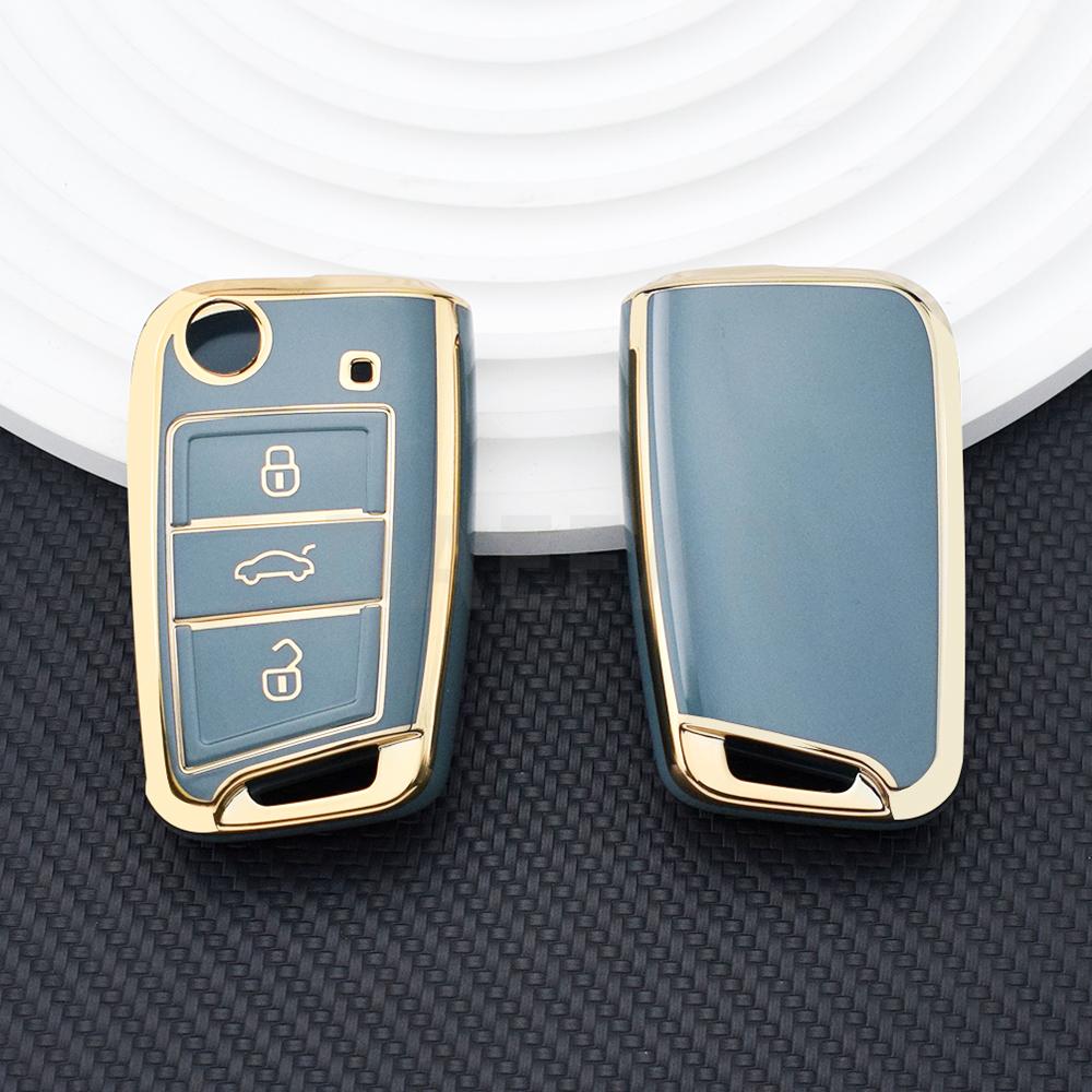 Key Case Cover for VW Golf 7 GTI POLO Touran Tiguan Skoda Octavia Rapid Kodiaq Fabia Seat Ibiza Leon Ateca Arona T-Cross T-Roc