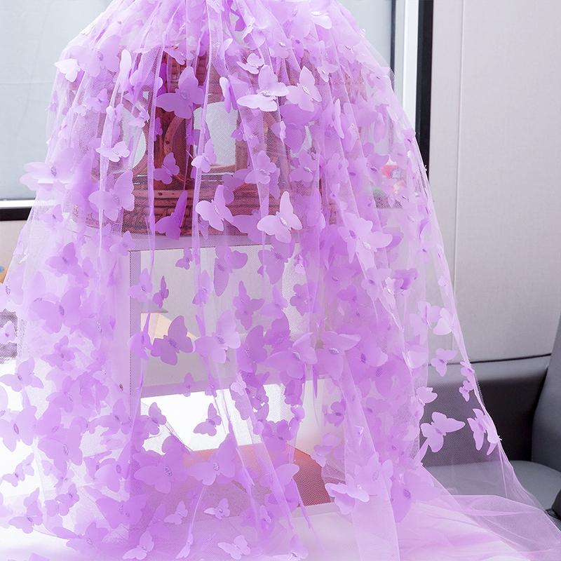 

1 ярд Вышитая 3D ткань сетка с кружевом с бабочками для DIY детской одежды, женского свадебного платья, швейная ткань для одежды, новая 130X91cm